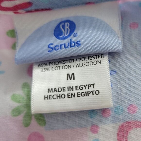 SB Scrubs Sz M Breast Cancer Awareness Vneck Back Tie Waist SS Novelty Scrub Top - Picture 4 of 9